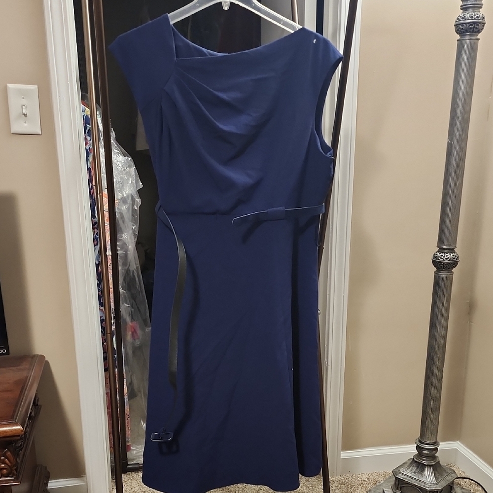 Calvin Klein Dark Blue Belted Dress